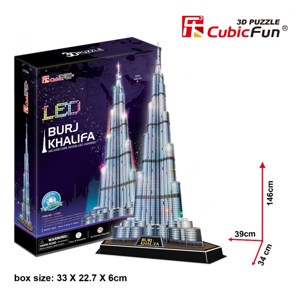 D Led Lighting Puzzle Burj Khalifa Dubai Cubicfun Buildi