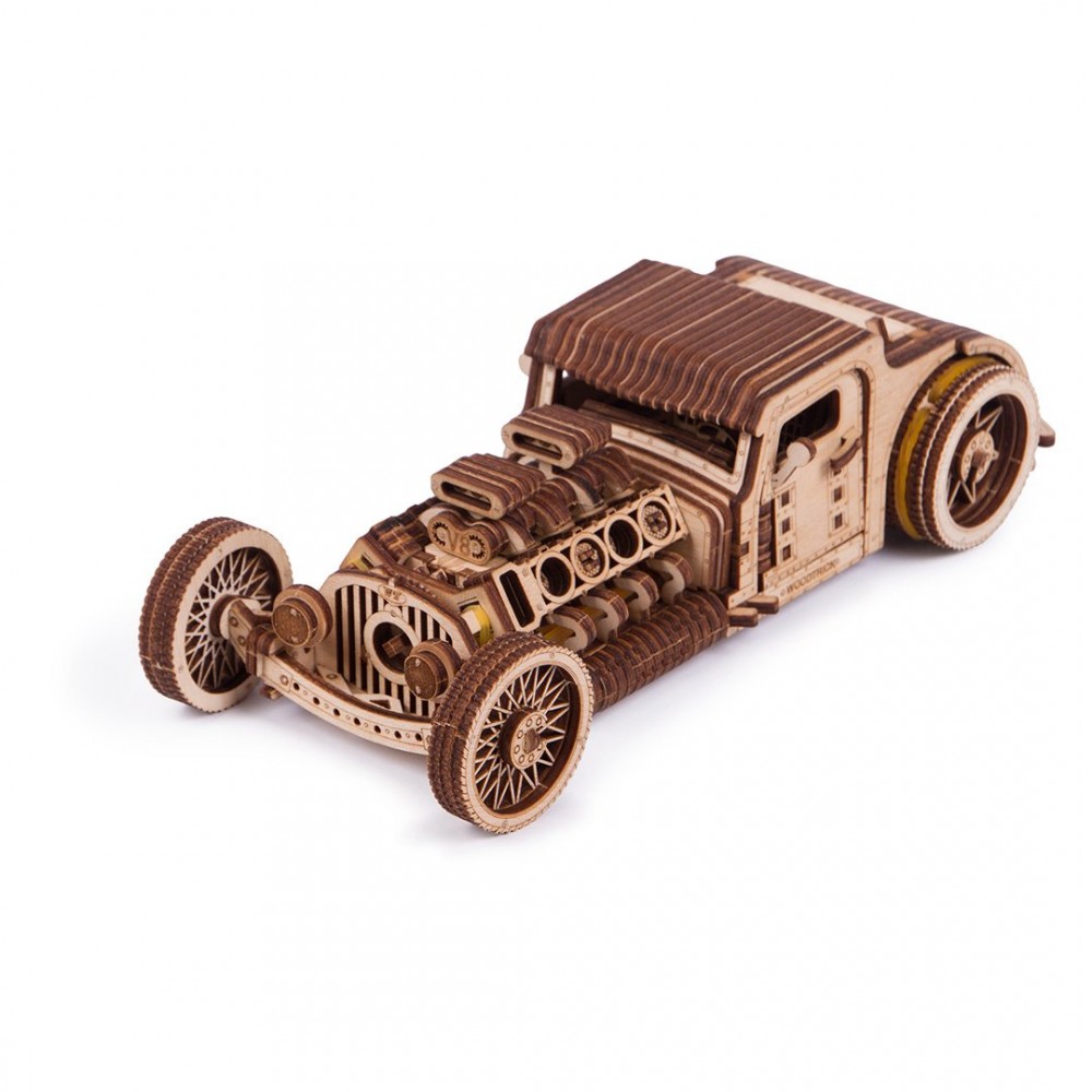 3dpuzzle - Hot Rod Mechanical Model Kit, Wood Trick - 3d Puz